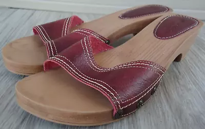 Montego Bay Club Leather Collection Studded Open Toe Red 8.5 BOHO Hippie Spring • $19.95