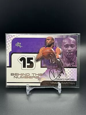 2001-02 Fleer E-X Behind The Numbers VINCE CARTER Auto Rare Raptors On Card • $120