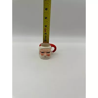 Vintage Christmas Ceramic Eyelash Santa Face Mini Mug • $12.75