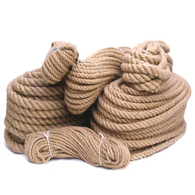 £4.99 • Buy 5 Metres- 6mm- 60mm Thick Natural Jute Hessian Rope Twisted Cord Twine Diameter 