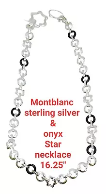 Montblanc Star Collection Sterling Silver Onyx Link Chain Necklace 16.25  44.20g • $899.99