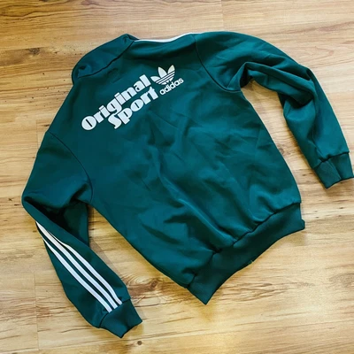 $120 • Buy Vintage Adidas Originals Green Tracksuit Zip Up Jacket Three Stripes
