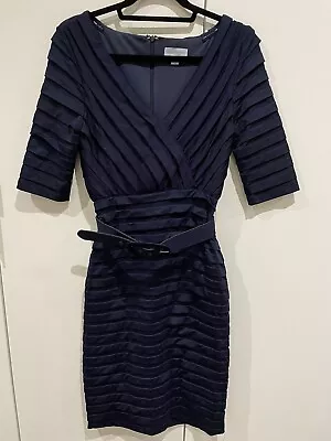 Queenspark Dark Navy Dress Size 8 With Matching Belt Thick Material • $19.90