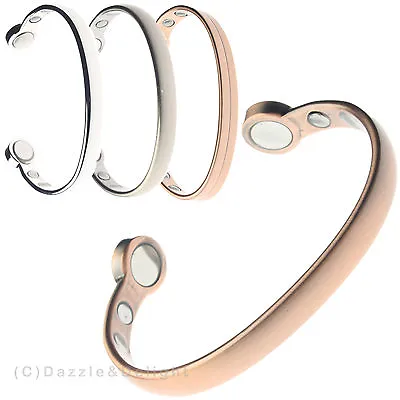 Magnetic Bracelet Bangle Mens Ladies Copper Pewter Plain Arthritis Bio Bangle • £8.99