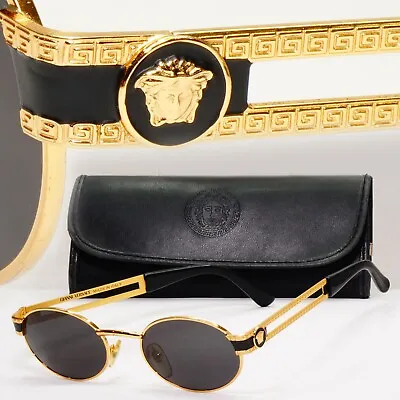 Gianni Versace Sunglasses 1996 Vintage Oval Gold Medusa MOD S68 COL 16M 111223 • $516.36