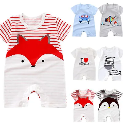 Toddler Baby Boy Girl Romper Jumpsuit Short Sleeve Playsuit Clothes Summer 0-24M • £4.09