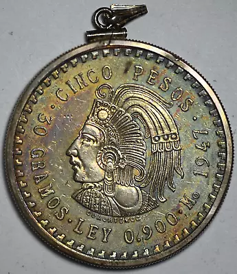 1947 Mexico 5 Peso In Bezel Cool Toning -32456- • $57.99