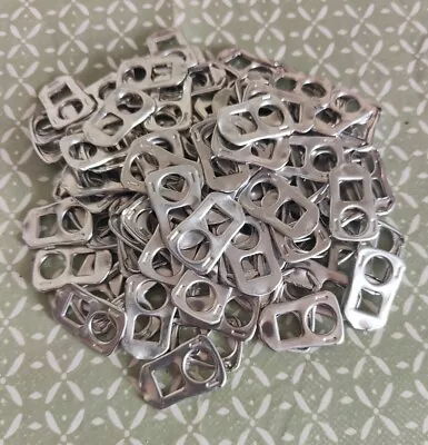 100 Square Silver Drinks Soda Tabs Can Ring Pulls Clean Crochet Arts Crafts B35 • £4.25