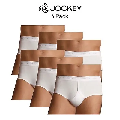 Mens Jockey Classic Y-Front Briefs 6 Pack White Cotton Comfort Support M90003 • $74.95