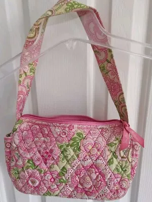 Vera Bradley Petal Pink Small Shoulder Bag Pre-owned Summer Floral Pink Green • $11.99