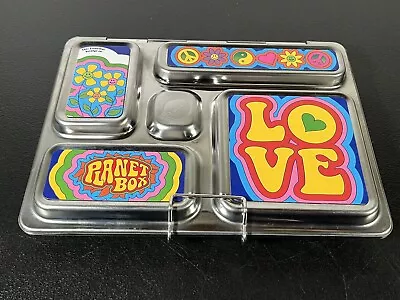 Planet Box 5 Compartment Lunch Bento Aluminum Love Groovy Peace Hippie Magnets • $34.99