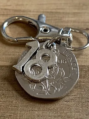 18th Birthday Polished 2006 Coin & Charms On Keyring In Gift Bag For Him Or Her • £7.99