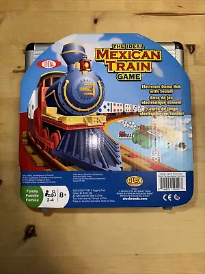 IDEAL Mexican Train Game Dominos Electronic Sound 3D Hub Metal Storage Tin 2015 • $49.95