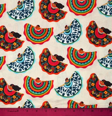 Folklorico Dance Fabric - HALF YARD - 100% Cotton Hispanic Culture Mexico Dance • $16.98