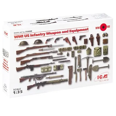 ICM 35688 Plastic Model Kit Scale 1:35 WWI U.S. Infantry Weapon And Equipment • $16.07