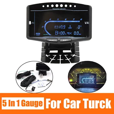 5In1 Car Oil Pressure Gauges Fuel Voltmeter Water Temp Sensor Meters Digital  • $61.45