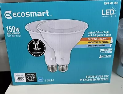 EcoSmart 150 Watt Equivalent PAR38 Dimmable Flood LED Light 2 Pack • $18