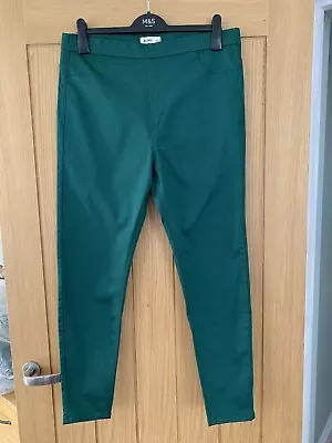 M&S Denim High Rise Jeggings Size 16 Reg. Bottle Green Cotton Blend Pull On BNWT • £9.50