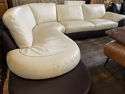 Genuine Leather Corner Sofa Suite Reception Italian Natuzzi Ex Large 330cm X 260 • £3900