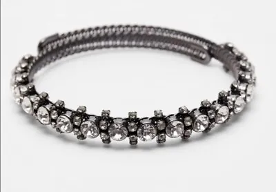 $20 • Buy Zara Gun Metal Grey/Black Rhinestone Choker Necklace