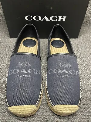 COACH  Men's Denim COACH CARRIAGE Logo Denim Espadrille Size 8 • $129.97