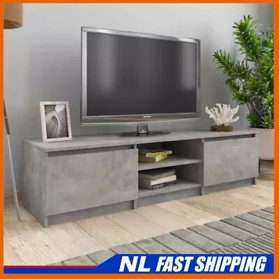 Best! TV Cabinet Chipboard 140cm Concrete Grey TV Unit Media Centre Sideboard • £89.69