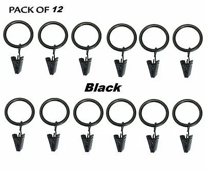 Metal Shower Curtain Pole Rod Voile Ring Hooks Hanging W/ Clips 12 Rings • $8.49