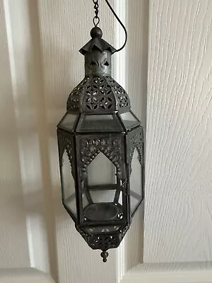 Hanging Decorative Moroccan Candle Lantern Candle Holder Zinc Glass • $15