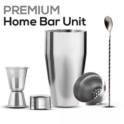 £9.99 • Buy 5-Pieces Cocktail Shaker Set Made By 304 Stainless Steel, Silver Bar Accessories