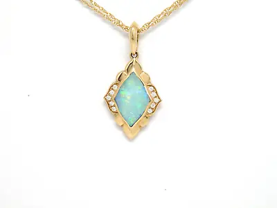 Authentic Kabana 14k Yellow Gold Solid Premium Opal Inlay  Diamond Pendant • $1687.20