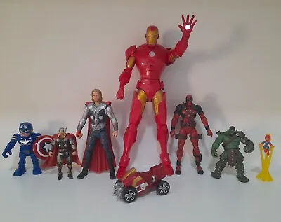 MARVEL Figure Bundle Diamond Select Deadpool Thor Hulk 13.5  Electronic Ironman  • £23.99