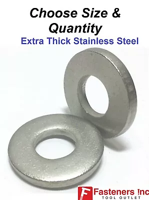 Extra Thick Flat Washers 18-8 Stainless Steel SAE Washer (Choose Size & Qty) • $22.99
