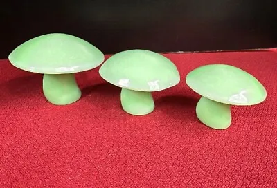 Viking Mushrooms Jade Set Of 3 Pressed By Mosser • $264