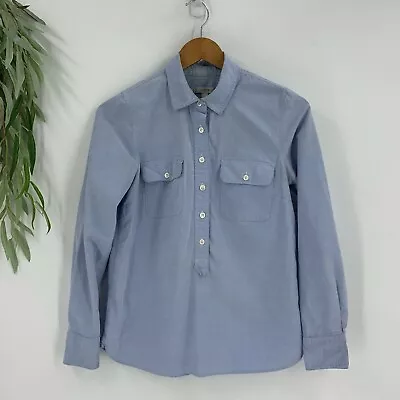 J.Crew Chambray Shirt Womens Size 2 XS Light Blue Oxford Popover Long Sleeve Top • $6.25