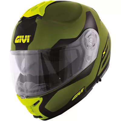 Motorcycle Helmet Modular GIVI X21 HX21 Spirit Green Matt Yellow Fluo SIZE S • $320.14