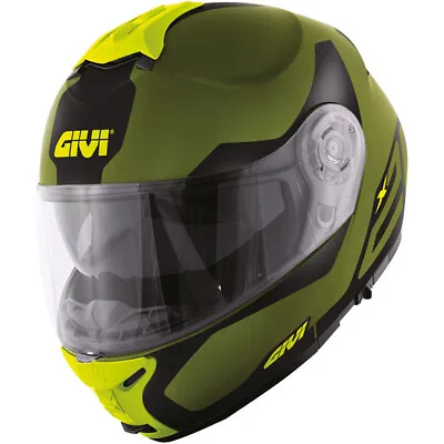 Motorcycle Helmet Modular GIVI X21 HX21 Spirit Green Matt Yellow Fluo Size XXL • $322.98