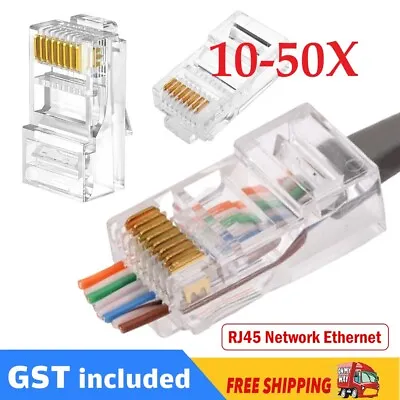 10-50X RJ45 Pass Through CAT6 Connector Modular Plug CAT5e CAT5 Network Ethernet • $5.55