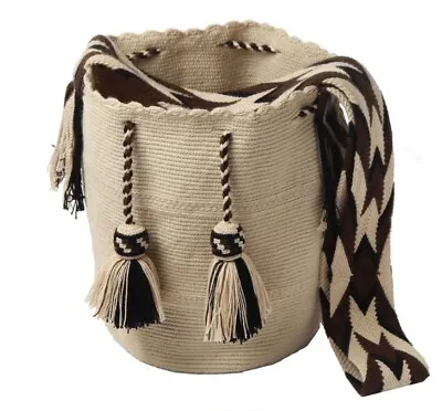 Authentic 100% Wayuu Bag Large Beige Brown Cream Handmade Mochila Bag Columbia • $30