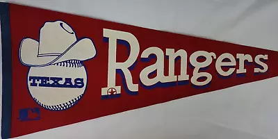 Vintage 1970's Texas Rangers Pennant Red Cowboy Hat Full Size 30”x12” • $35