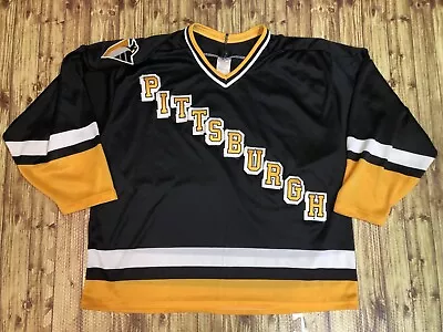 Original CCM Maska 1992-1997 PITTSBURGH PENGUINS Wordmark Hockey Mens Jersey XL • $44.95