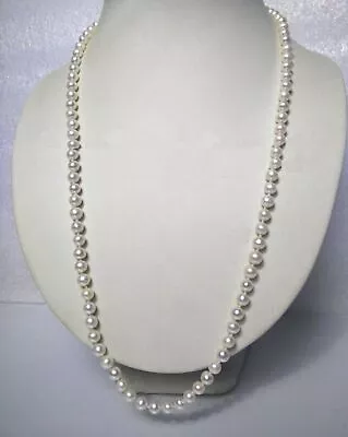 GENUINE NATURAL AAA+ 5-6MM WHITE AKOYA ROUND PEARL NECKLACE 16  18  20  14k Gold • $39.99