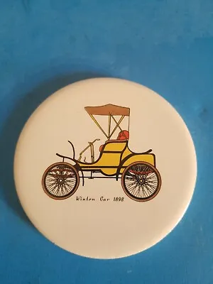 Vintage H&r Johnson 3 1/2  Winton Car 1898 Coll Round Tile.free Shipping.*c2 • $16.19