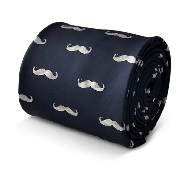 Frederick Thomas Navy Tie With Moustache Design FT3450 Movember Mustache • $30.52