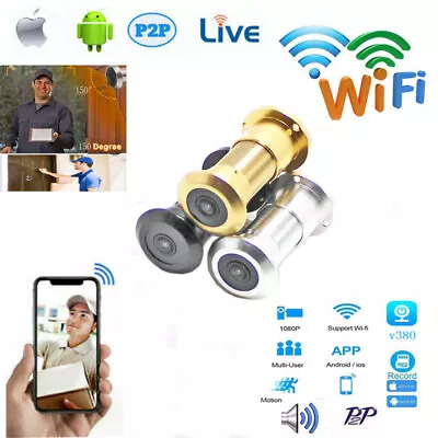 Wireless WiFi IP Door Peephole HD Camera Motion Detect Recording For Smartphone • $75.50