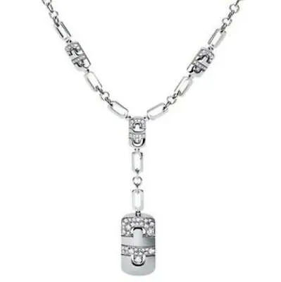$8679.18 • Buy Bvlgari Parentesi Geometric 18k White Gold&Diamonds Necklace Pendant