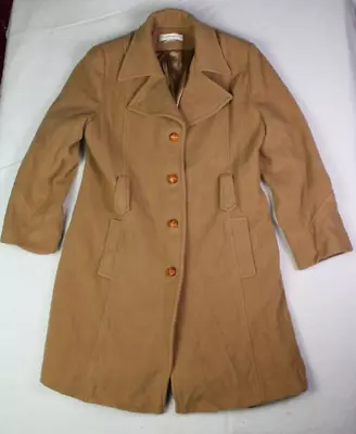 Preston & York Vintage Wool Camel Overcoat Beige Light Brown Womens Size 12 • $39.99