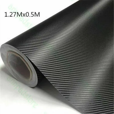New 3D Premium Matte Black Carbon Fiber Vinyl Wrap Roll Bubble 1.27*0.5M • $12.97