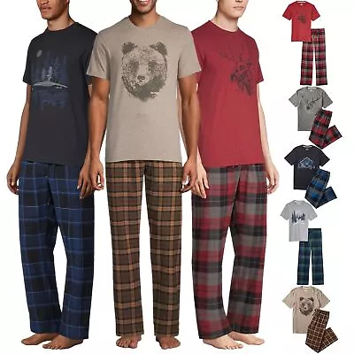 Mens Cotton Pyjamas Long Top Trousers PJ's Nightwear Wildlife Print Loungewear • £10.99