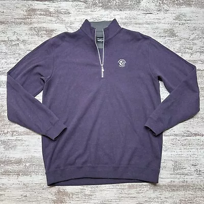 Straight Down Sweater Mens Large Purple 1/4 Zip Long Sleeve Golf Cotton Casual • $29.99