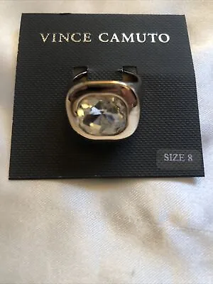 Vince Camuto Gold Tone & Square Crystal Cocktail Ring Size 8 NWT • $20